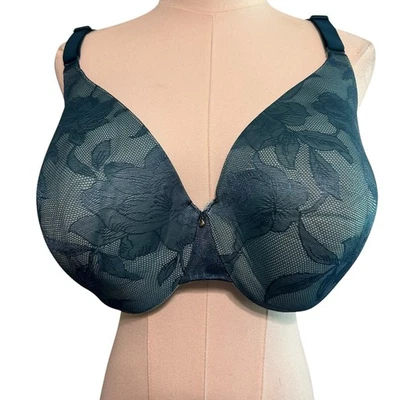 Sujetador Cacique Invisible Encaje Espalda Suave Ligeramente Forrado Verde Azulado 40F Con Aros Foto 1 de 4