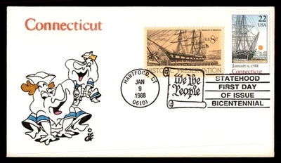 Mayfairstamps US FDC 1988 Connecticut Statehood Anniversary First Day Cover aau_ - Image 1 of 2