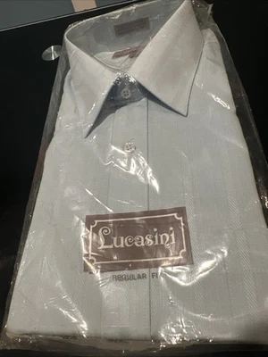 Camisa de Vestir Lucasini Azul Talla 16 32-33 Hombre Manga Larga NUEVA Foto 1 de 4