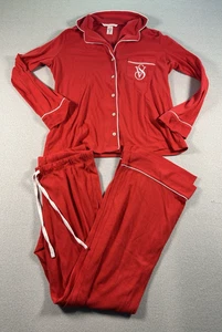 Victorias Secret Cotton Pajamas Set Size Small Short Red Holiday Christmas - Picture 1 of 12