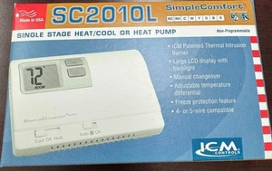 ICM SC2010L Simple Comfort Single Stage Thermostat Cool/Heat Pump - Picture 1 of 1