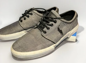Men’s Poli Ralph Lauren Sz 11D Gray Casual Shoes Gray With Black Logo & Strings - Picture 1 of 5