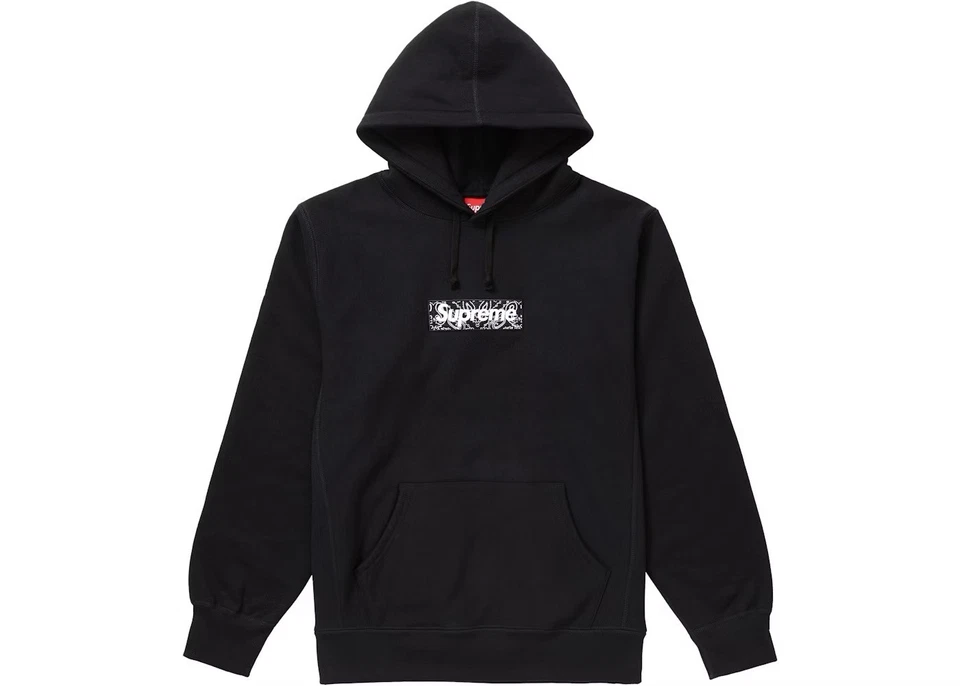 Supreme Bandana 2019 logotipo de caja sudadera con capucha cachemira negra mediana Foto 1 de 4