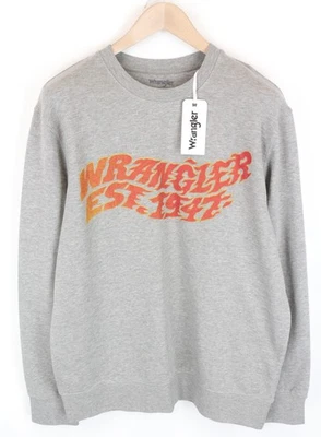 Wrangler Uomo M Grigio Pullover Sweatshirt Maniche Lunghe In Mistura Di Cotone - Imagen 1 de 4