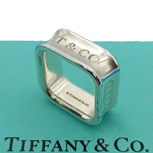 Tiffany & Co. 1837 Narrow Square Ring Silver 925 Size 4-4.5(US) Signed Authentic - Picture 1 of 15