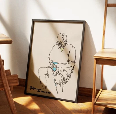 ❤ ORIGINAL ACRYLIC ❤ PAINTING signed FRAMED A3 sketch minimalistic computer ART - Image 1 of 4