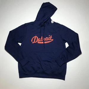 Port & Company Unisex Pullover Hoodie "Detroiit" Relaxed Fit Navy Blue Size M - Picture 1 of 11