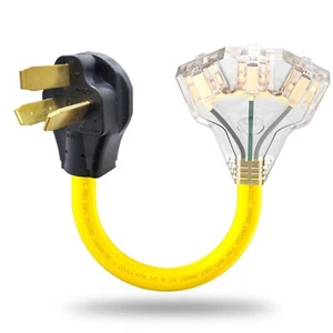 3 Prong 220 to 110 Adapter Plug, NEMA 10-50P to 5-15R/5-20R Tri-Outlets Conve... - Picture 1 of 6