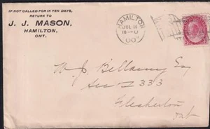 Canada QV 3¢ Maple Leaf sc#69 on 1900 commercial cover, flag cancel - Picture 1 of 1