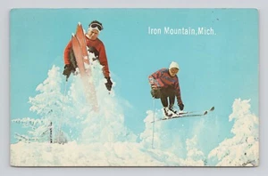 Iron Mountain MI Michigan Skiing Fast Jump Along the Trail ~ Unposted - Picture 1 of 2