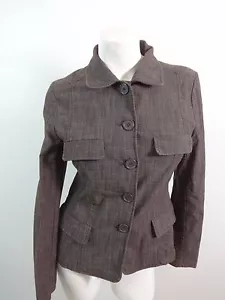 WEEKENDERS JOY WOMENS BROWN COTTON BLEND BUTTON FRONT JACKET SIZE S - Picture 1 of 4
