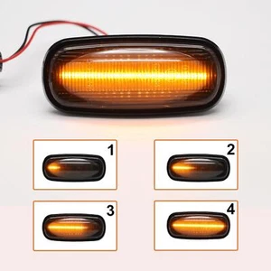 Pair black smoked Dynamic Sequential Side Repeaters For Land Rover Defender TD5 - Picture 1 of 12