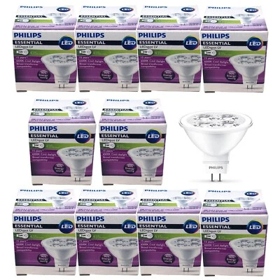 10P Philips 5W MR16 LED 6500K Lamp Spotlight 12V Bulb GU5.3 = 50W Halogen Lights - Image 1 of 4