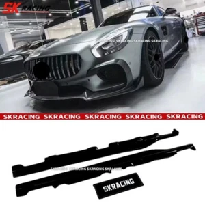 Fits For Mercedes Benz GT GTS 2016-2017 Glossy Black SideSkirts Side Step Lip - Picture 1 of 9