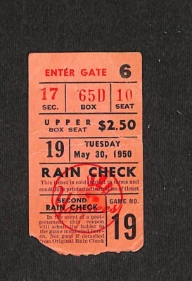 MAY 30, 1950 BOSTON RED SOX @ NEW YORK YANKEES TICKET STUB - Image 1 of 2