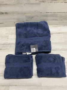 Hotel Collection Turkish Bath Towel & (2) Hand Towels Blueberry color 3pc set - Picture 1 of 6