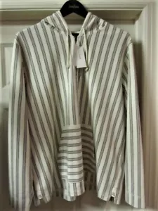Vince Beige w/Grey/Brown Pinstripes Hooded Sweatshirt w/Kangaroo Pocket XL NWT - Picture 1 of 7
