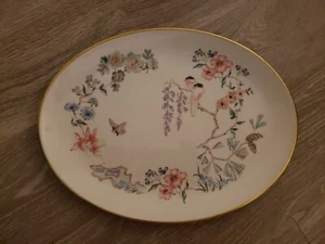 VTG Gorham Fine China Serving Platter Chinoiserie Bird Floral 14" - Picture 1 of 5