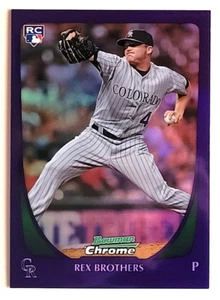 2011 Bowman Chrome Draft Purple Refractor Rex Brothers Rookie card #9 ROCKIES - Picture 1 of 2