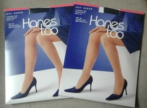 Hanes Too Day Sheer 2 Pairs Control Top Sandalfoot Size AB Navy Style 137 - Picture 1 of 4