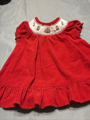 Vestido Boutique Goodlad Niñas 12 M Rojo Pana Calado Pan de Jengibre Navidad Foto 1 de 4