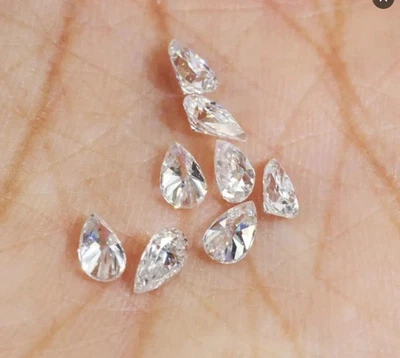 2 Pcs Lab Grown Diamond 6x4mm Pear Cut Loose VVS1 White D Color Loose Diamonds - Image 1 of 3
