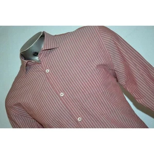 Camisa de vestir Billy Reid 14776 a rayas rojas para hombre talla XL corte estándar abotonada - Imagen 1 de 7