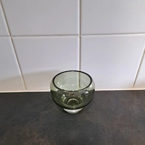 vintage olive green glass Candle Holder. DWK124 - Picture 1 of 8
