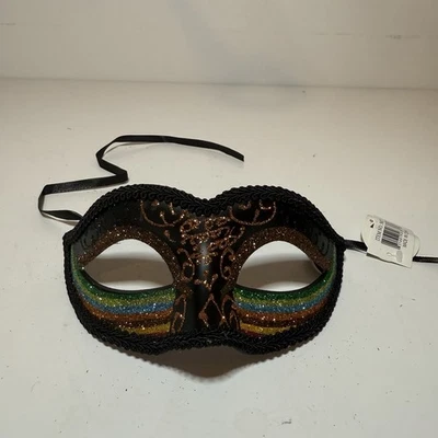 NWT Black Venetian Classic Masquerade Costume Eye Mask Prom Halloween Party - Image 1 of 4