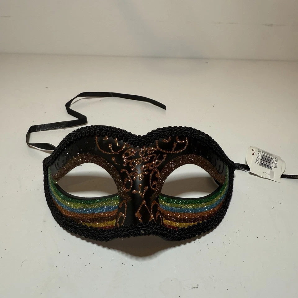 NWT Black Venetian Classic Masquerade Costume Eye Mask Prom Halloween Party - Image 1 of 4