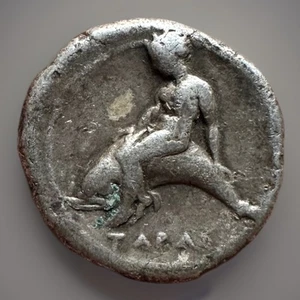 Ancient Greek Calabria Tarentum Silver Stater - Picture 1 of 2