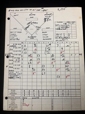 Tarjeta de alineación 5 de agosto 1968 Boston Red Sox Vs White Sox Yastrzemski Foto 1 de 2