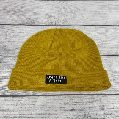 Gorro amarillo mostaza Skate Like a Girl talla única gorra tejida Foto 1 de 4