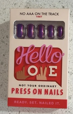 Hello Love Press On Nails Holographic Purple Chrome No AAA On The Track 💟 - Image 1 of 2