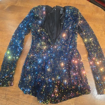 Mameluco Forever 21 negro con lentejuelas azules talla S Foto 1 de 3