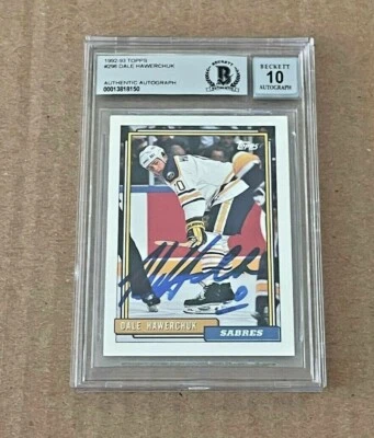 DALE HAWERCHUK SIGNED 1992-93 TOPPS AUTO GRADE 10 BECKETT BAS BUFFALO SABRES - Image 1 of 2