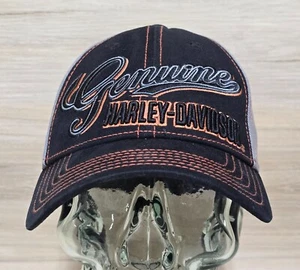Harley Davidson Black & Gray w/ Orange Stitching Hat A-Flex - Picture 1 of 7