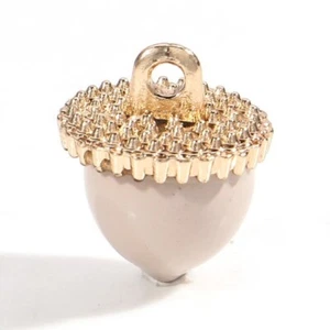 5 Stunning Gold Tone Acorn Shaped Pendants with Cream Coloured Enamel - Imagen 1 de 1
