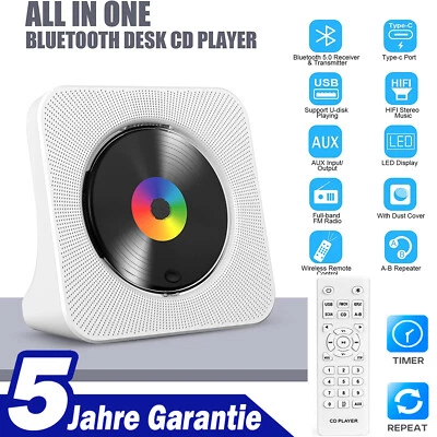 Tragbarer CD Player Bluetooth eingebauten HiFi Lautsprechern Desktop-CD-Player - Bild 1 von 4