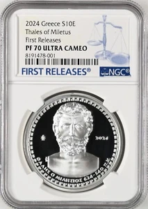NGC PF70 Greece 2024 FR Thales of Miletus Silver Coin 10 Euro - Picture 1 of 2