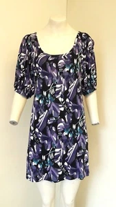 Lovely Black & Purple Short Sleeve Top from French Connection - Size 36" - BNWOT - Picture 1 of 4