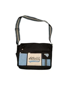 VINTAGE MUDD CROSSBODY MESSENGER BAG - Blue & Black - Pencil Pouch Y2K - Picture 1 of 9