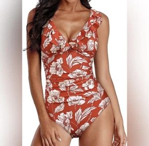 Holipick Women One Piece Tummy Control Bathing Suit Ruffle V Neck Small - Picture 1 of 7