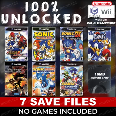 Sonic Mega Collection Riders Heroes Gems Save GameCube Memory Card Unlocked - Image 1 of 4