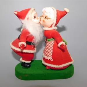 8806/263 Vintage Besos Papá Noel y Sra. Claus Fieltro y Plástico Decoración de Navidad - Imagen 1 de 6