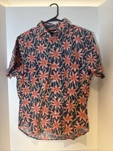 Bonobos Shirt Mens SHORT Medium Blue Button Up Slim Fit Floral  Short Sleeve - Picture 1 of 3