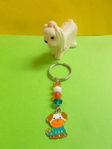 LOVELY COLORFUL CARTOON STYLE DOG CHARM ON A CRYSTAL BEAD KEY RING # 347 K - Picture 1 of 12