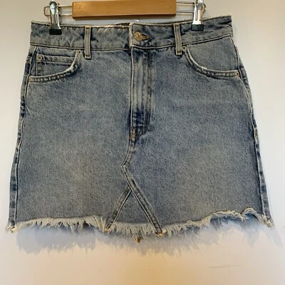 Mango Denim Skirt Womens Size UK 6 EUR XS Blue Stone Wash Mid Length Fit - Image 1 of 4