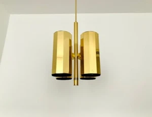 Mid-Century Modern Brass Chandelier 1950's Handmade Ceiling Light Fixture - Picture 1 of 11