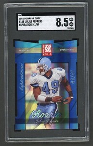 2002 Donruss Elite Julius Peppers Aspirations RC 41/49 SGC 8.5 NM-MT+